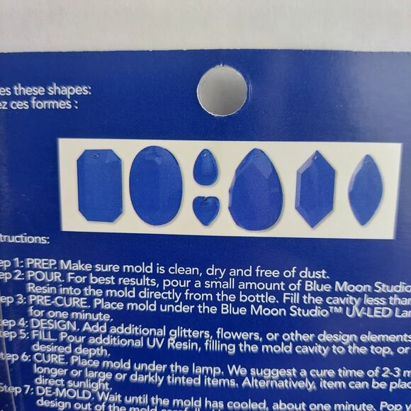 Blue Moon UV Resin Craft Mold Silicone Faceted Gems Necklace Pendants Earrings - Picture 3 of 3